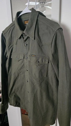 Iron Heart 13 oz Military Serge Snap Shirt size large image 2
