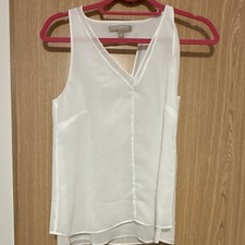 Banana Republic White Chiffon V-Neck Sleeveless Tank Top Women's XS