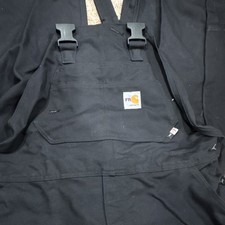 Carhartt FR Black Canvas Cotton Work Bib Overalls Men's 40x32 101697-001