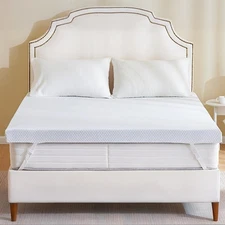 JHK Memory Foam Mattress Topper w/Removable Soft Cover&Elastic Straps,Queen Full