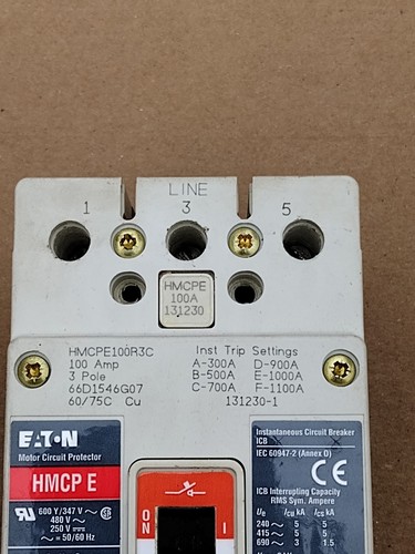 EATON HMCPE100R3C MOTOR CIRCUIT PROTECTOR 600Y/347V 100 Amps - Picture 4 of 9