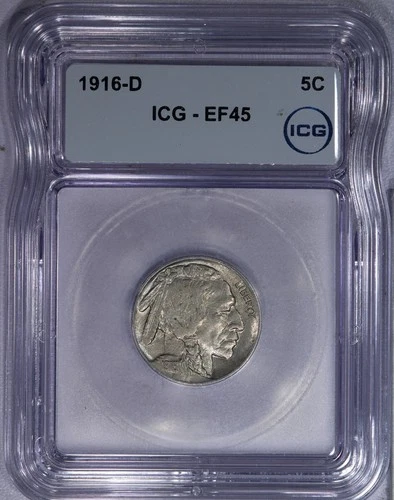 1916-D Buffalo Nickel 5C ICG EF45 XF45