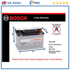 Battery fits BENTLEY ARNAGE TURBO R BROOKLANDS CONTINENTAL Bosch 096 New