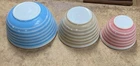 Pyrex Striped Mixing Bowls 401 402 403 Glass Vintage Rainbow Blue Pink USA