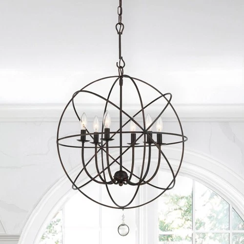 Crystorama Solaris 22 1/2" English Bronze 6-Light Sphere Chandelier - Picture 1 of 9