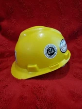 90'S VTG V Guard Yellow MSA Hard Hat Ratchet Zachry Energy