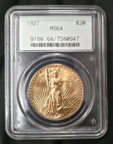 1927 $20 Gold St. Gaudens Liberty Double Eagle Coin PCGS MS64