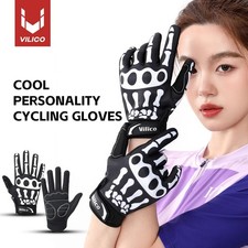 Skeleton Pattern Full Finger Gloves Touchscreen Anti-Slip Bicycle Cycling Gloves