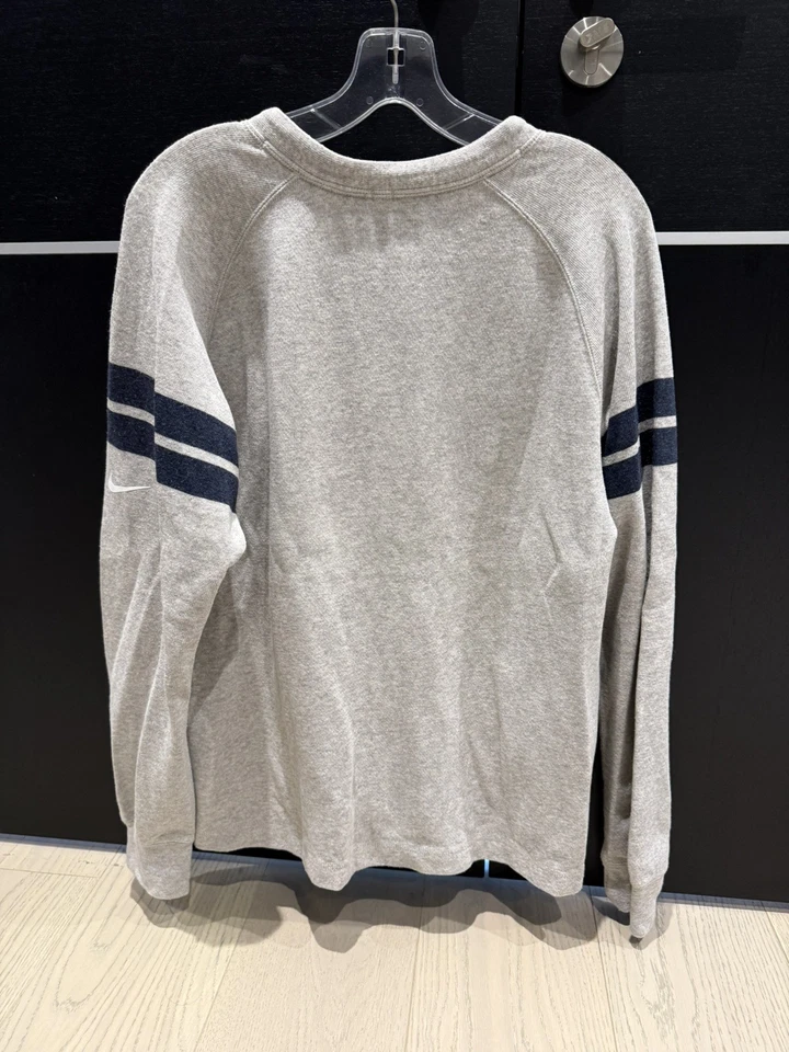 Cardigã suéter masculino NIke Golf Dri Fit manga longa grande zíper cinza listra azul marinho - Imagem 2 de 4