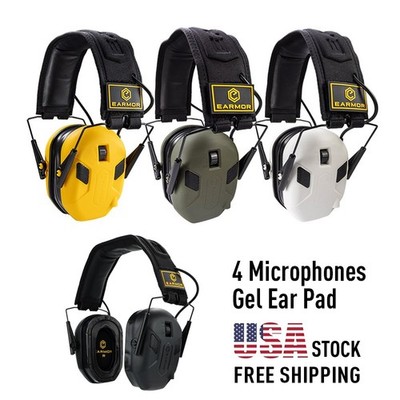EARMOR M300X Electronic Shooting Ear Protection with 4 Microphones, Gel Ear Pad