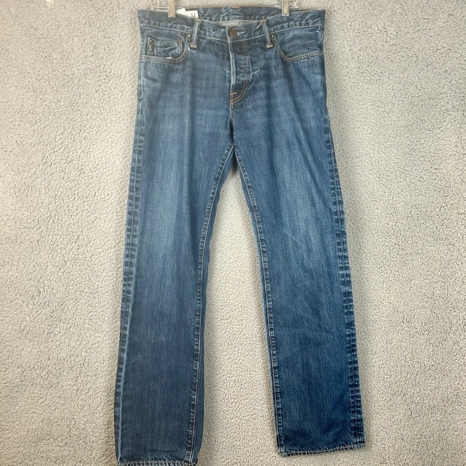 Pantalones de mezclilla Abercrombie & Fitch para hombre 34X34 el clásico botón recto mosca Y2K Foto 2 de 4