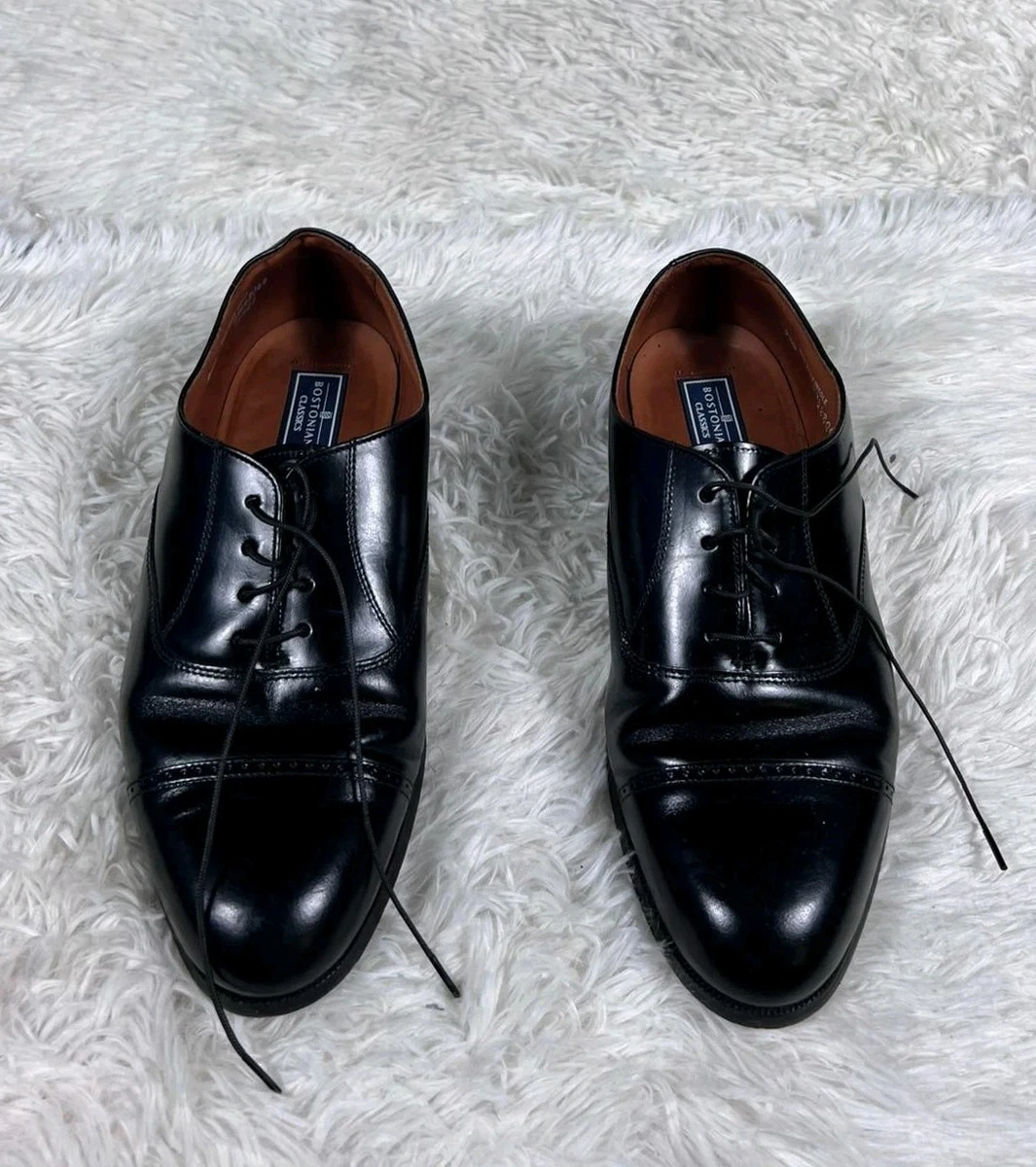 bostonian black leather dress shoes Vintage Cap Toe Oxford Shoes: Bostonian Dress Mens Size 8 Black fabric-stripe
