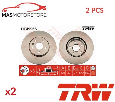 BREMSSCHEIBEN SATZ PAAR VORNE TRW DF4996S 2PCS P FÜR SAAB 9-5 2L,1.6L,2.8L