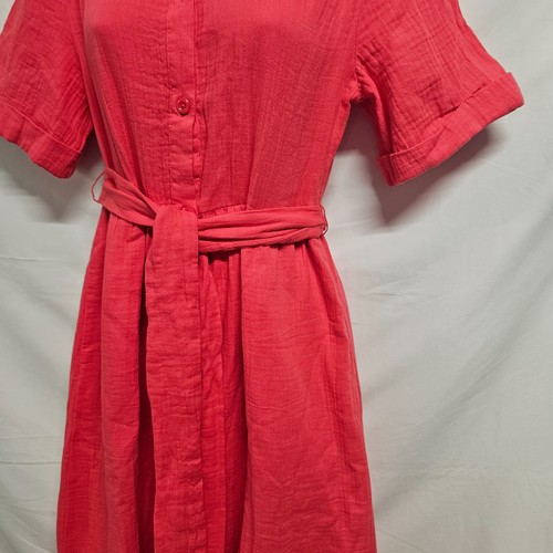 Johnnie-O Fit & Flare Button Front Tiered Midi Dress Women Size S Rouge Red - Picture 14 of 19