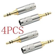 Image of Gold 4x 3.5mm Male Stereo Jack Plug 3 Pole Solder Headphone Repair & Upgrade UK