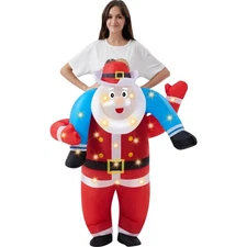 Christmas Inflatable Costume Inflatable Santa Claus Costume with LED Light Xm...