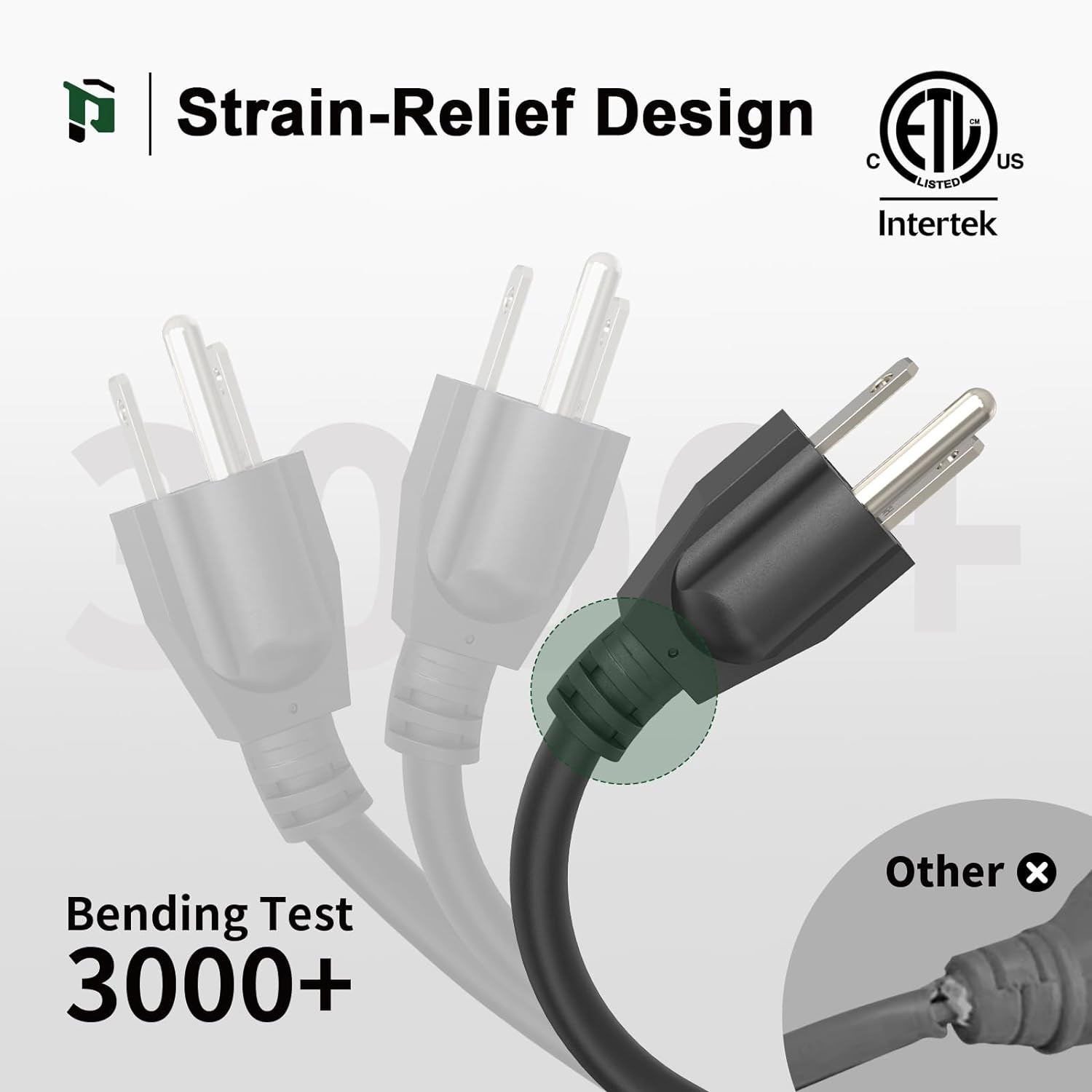 Outdoor Extension Cord 25 FT Waterproof, 16/3 Gauge Black Heavy Duty 3 Prong Ext