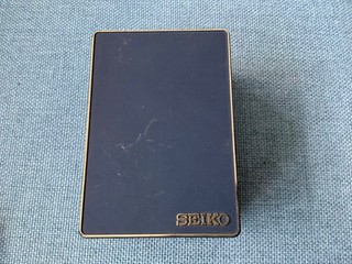 Vintage 1970s Seiko Empty Watch Box Black & Gold Hard Shell Case