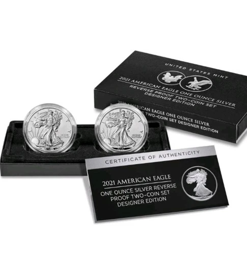 2021 WS $1 Silver Eagle Reverse Proof 2-Coin Designer Edition Set OGP