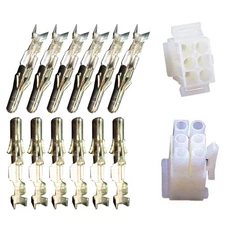 Molex Male & Female 6 Pin Square Arcade Pinball Plugs with Pins - .093