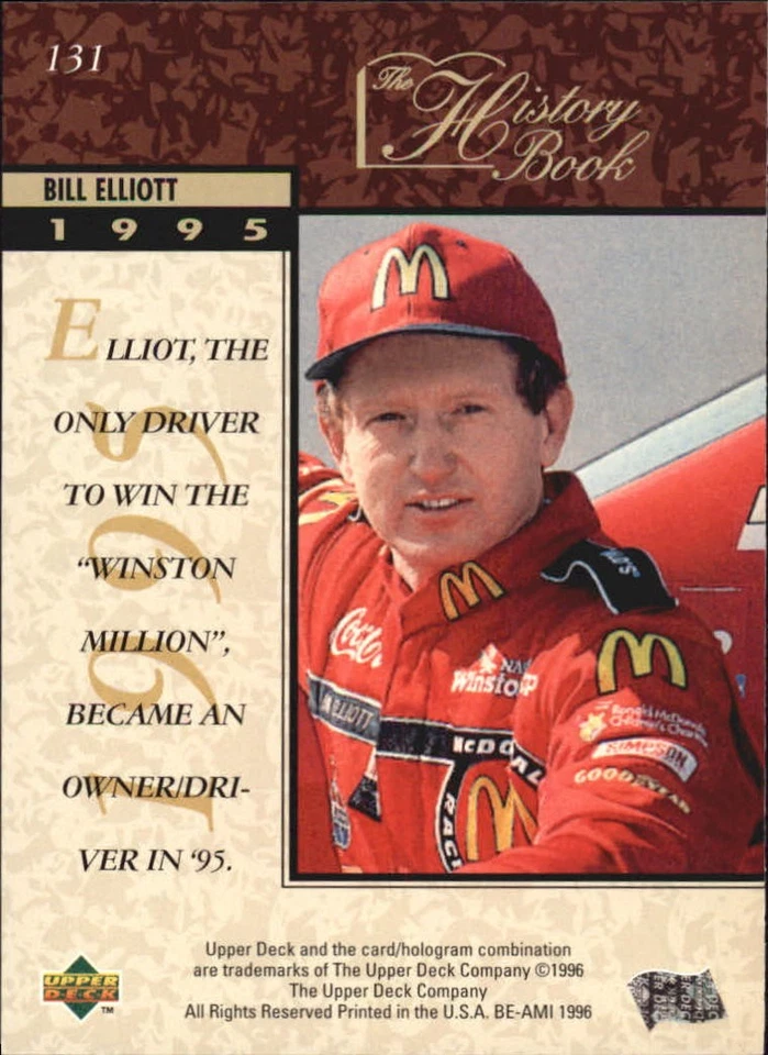 1996 Upper Deck #131 Bill Elliott HB - RAC - Image 2 of 2