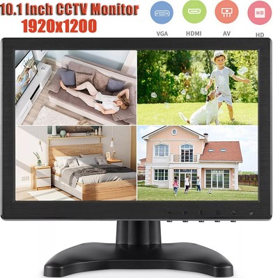 10.1''Portable Monitor Display HDMI/VGA/AV/BNC for CCTV PC Gaming Raspberry Pi