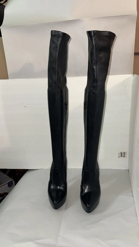 38/US7.❤️LE SILLA MADE ITALY LEATHER STRETCH OVER KNEE HIGH HEELS PLATFORM BOOTS - Image 3 of 4