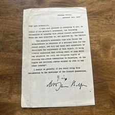 The Balfour Declaration - VINTAGE 70'S COPY 9X6 - GOOD CONDITION FOR ITS AGE