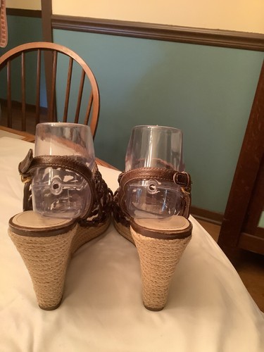 Prada Sport Braided Leather Espadrille Wedges 39.5 US 9.5 Brown Great Shape! - Picture 3 of 6