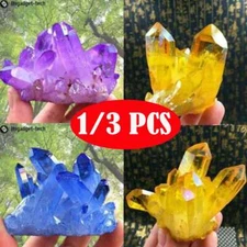 Natural Blue Purple Crystal Quartz Cluster Stone Mineral Healing Specimen Decor