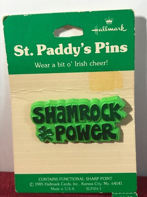 Hallmark St Paddy's Pin Shamrock Power Clover New St Patrick's Irish Vintage