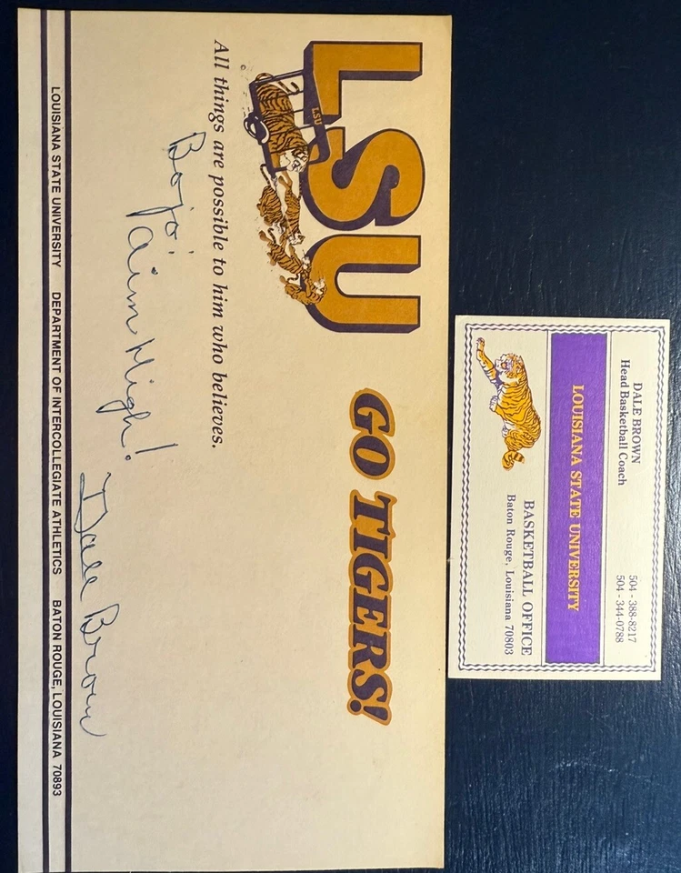 Vintage Dale Brown Autograph 1981 1982 LSU Tigers Louisiana State Basketball SEC - Image 2 of 4