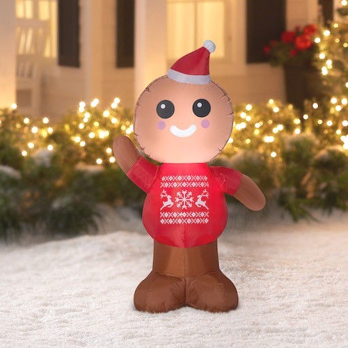 Lebkuchen Mann luftgeblasen aufblasbar 4 Fuß Edelstein Weihnachten drinnen draußen SELTEN - Bild 4 von 5