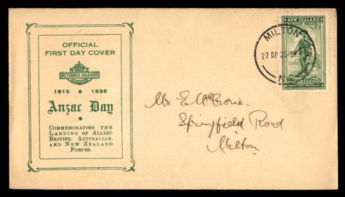 Mayfairstamps New Zealand FDC 1936 Anzac Day Soldier First Day Cover aas_69697