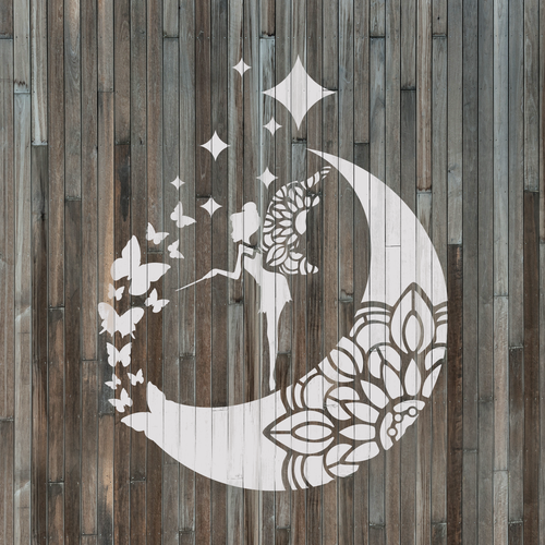 Mandala Fairy Moon Stencil - Reusable Mylar Stencils for Painting - Picture 4 of 5