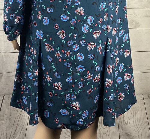 Das limitierte Kleid Größe 6 grün blaugrün rosa blau Blumenmuster langärmelig Polyester - Bild 11 von 12