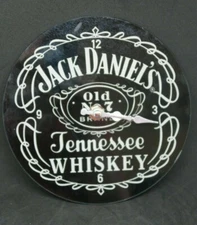 JACK DANIELS 17 CM GLASS WALL CLOCK COLLECTABLE  MAN CAVE GARAGE SHED HOME DECOR