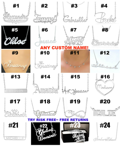 Personlized Fine Sterling Silver Gold Plated ANY NAME Chain Necklace 2023 - Picture 2 of 77