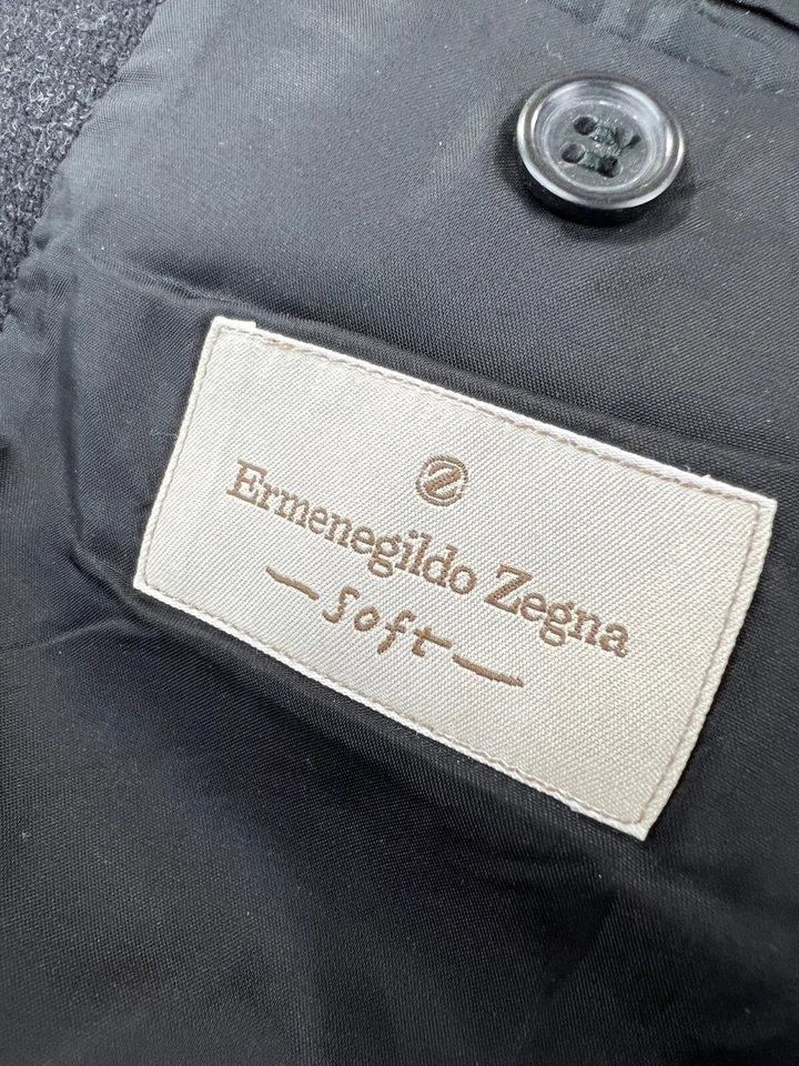 Blazer Ermenegildo Zegna macio casaco esportivo lã cashmere mistura masculino 54 cinza UE - Imagem 4 de 4