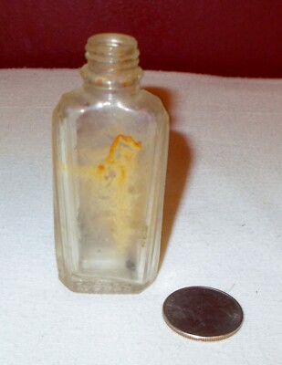 Vintage TINY GLASS BOTTLE REG.PAT 94824 Empty ^