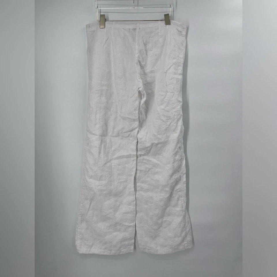 Johnny Was Pantalón Lino Blanco Con Estampado Bordado Talla Grande Foto 2 de 4