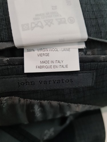 John Varvatos QS1346930L Virgin Wool Check 2 Piece Wool Suit Grey uk 44 eu 54 - Picture 13 of 15