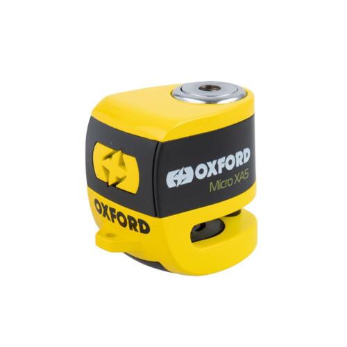 Oxford Scoot XA5 Scooter Disc Lock Alarm 5mm Pin Motorower Przypomnienie Żółty Czarny - Zdjęcie 1 z 7