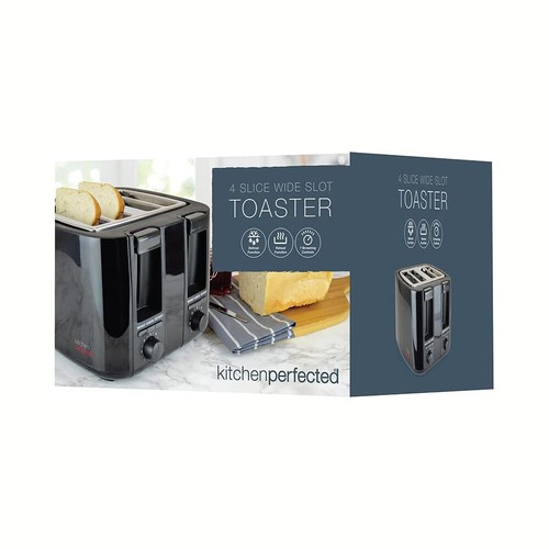 Black 4 Slice Toaster Variable Browning Defrost Reheat - Extra Wide Slot - Picture 7 of 12