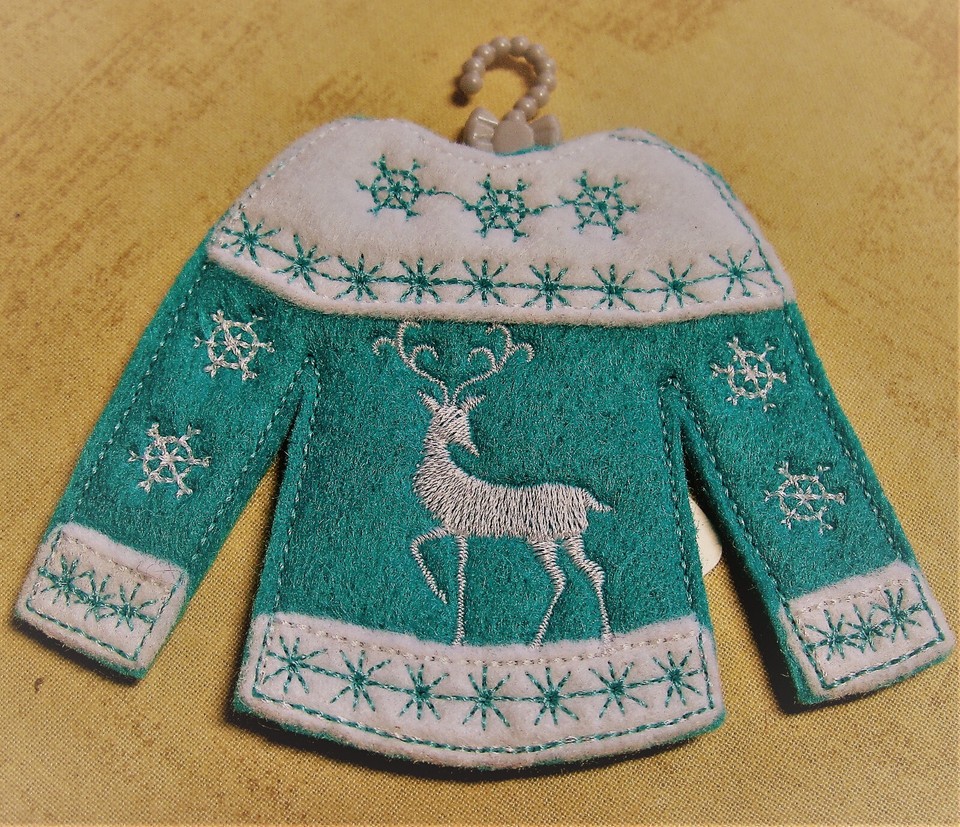 Christmas Jumper Tree Decoration, Machine Embroidered Christmas Tree