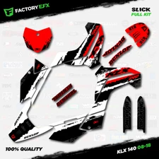 White & Red Slick Racing Graphics Kit fit 08-18 Kawasaki KLX140 KLX 140 Decal