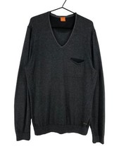 HUGO BOSS Pull Homme V-Cou Gris Taille L