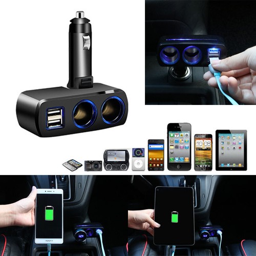 12V Car Cigarette Lighter Socket Splitter Dual USB Charger Power Adapter Outlet