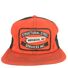 Vtg Structural Steel Patch K-Brand Cap 2-Tone USA Snap Back Trucker Baseball Hat