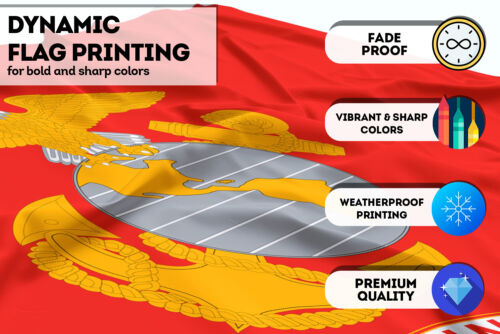 Bandera retirada AGAS Cuerpo de Marines de los Estados Unidos - Bandera de veterano USMC - Impresa 200D Nylon - 2 ojales - Imagen 5 de 10